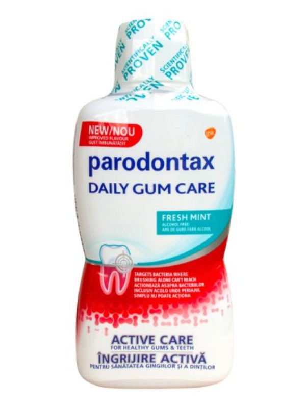 Вода за уста Parodontax Daily Gum Care Fresh Mint, Без алкохол, 500 мл