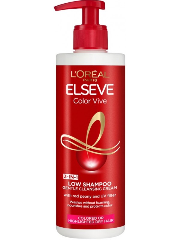 Elseve Color Vive Low Shampoo 3 in 1 Cleansing Cream 400 ml.