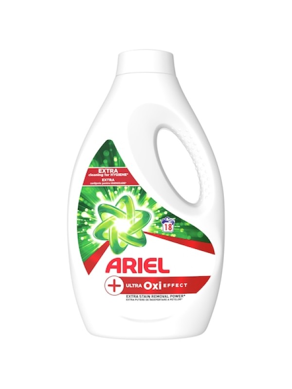 Течен перилен препарат Ariel + Ultra Oxi Effect, 990 мл, 18 изпирания