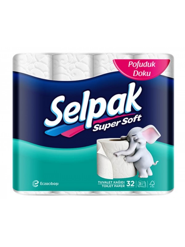 Тоалетна хартия Selpak, бяла, 3 пластова, 32 бр.